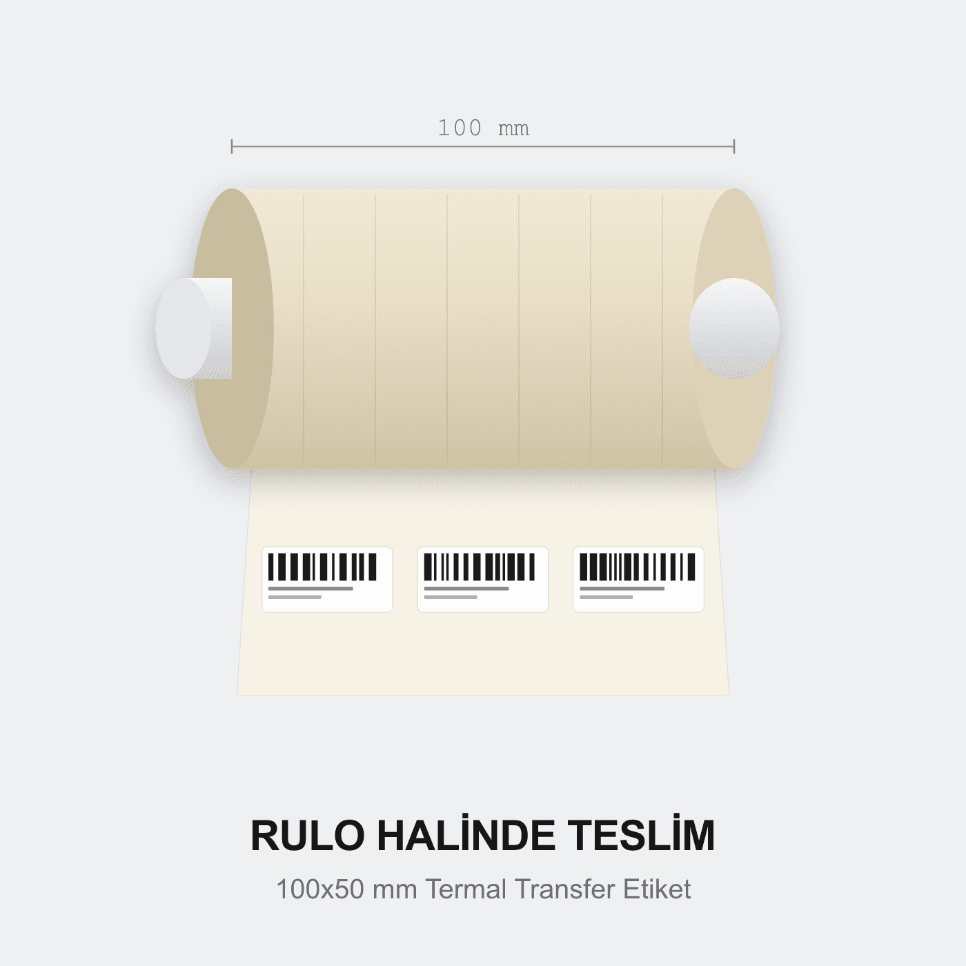 100x50 mm Termal Transfer Etiket rulo halinde — Pinkontin Barkod Sistemleri