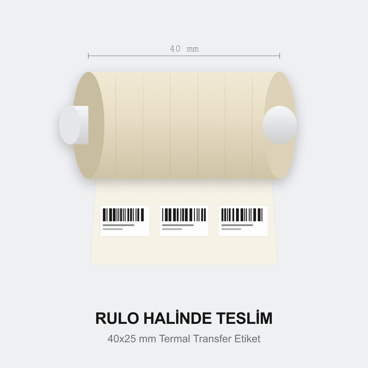 40x25 mm Termal Transfer Etiket rulo halinde — Pinkontin Barkod Sistemleri